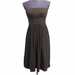 J. Crew Juliet Brown Strapless Formal Bridesmaid Silk Chiffon Dress - Size 4